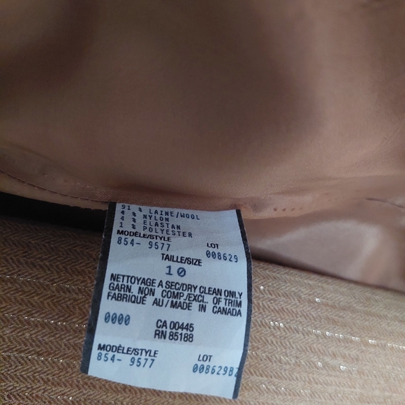 LOUBEN Wool Pants Blazer Suit Set, Brown, Metal Tread Strip Fabric, Size 10 - Picture 11 of 11